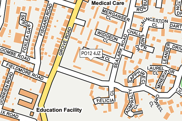 PO12 4JZ map - OS OpenMap – Local (Ordnance Survey)