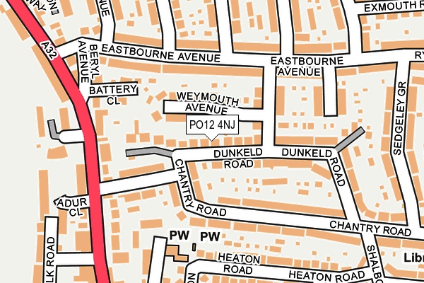 PO12 4NJ map - OS OpenMap – Local (Ordnance Survey)