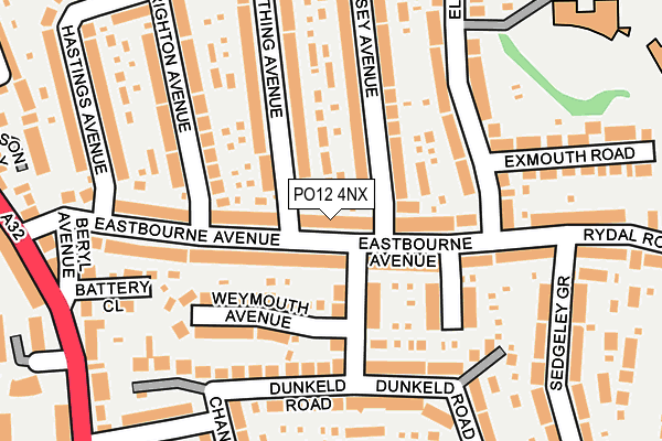 PO12 4NX map - OS OpenMap – Local (Ordnance Survey)
