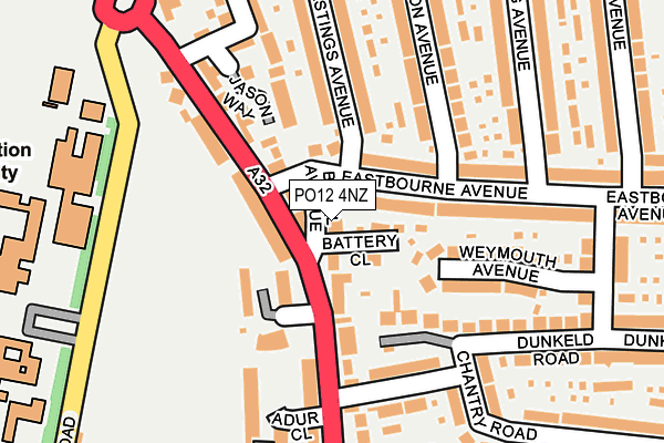 PO12 4NZ map - OS OpenMap – Local (Ordnance Survey)