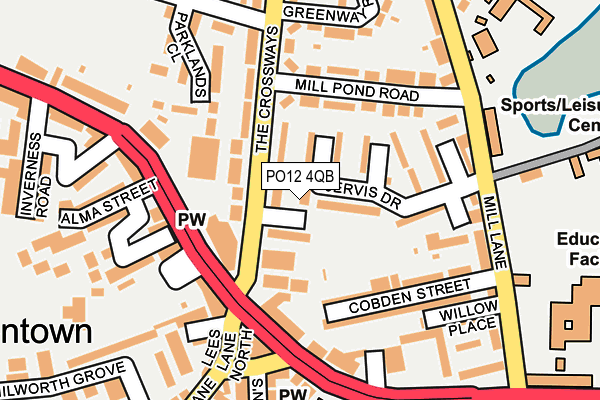 PO12 4QB map - OS OpenMap – Local (Ordnance Survey)