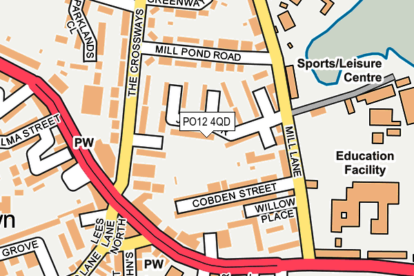PO12 4QD map - OS OpenMap – Local (Ordnance Survey)