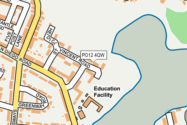 PO12 4QW map - OS OpenMap – Local (Ordnance Survey)