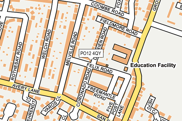 PO12 4QY map - OS OpenMap – Local (Ordnance Survey)