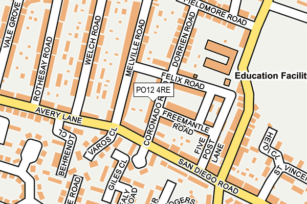 PO12 4RE map - OS OpenMap – Local (Ordnance Survey)