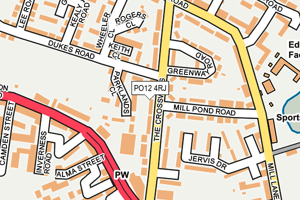 PO12 4RJ map - OS OpenMap – Local (Ordnance Survey)