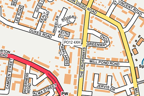 PO12 4XH map - OS OpenMap – Local (Ordnance Survey)