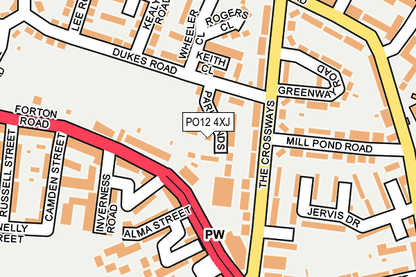 PO12 4XJ map - OS OpenMap – Local (Ordnance Survey)
