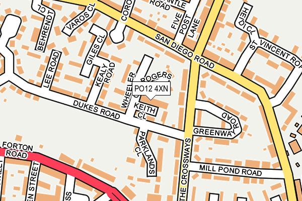 PO12 4XN map - OS OpenMap – Local (Ordnance Survey)