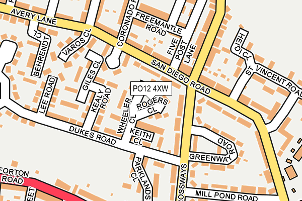 PO12 4XW map - OS OpenMap – Local (Ordnance Survey)
