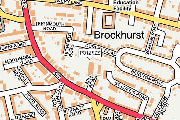 PO12 9ZZ map - OS OpenMap – Local (Ordnance Survey)