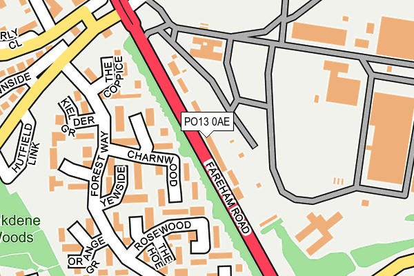 PO13 0AE map - OS OpenMap – Local (Ordnance Survey)