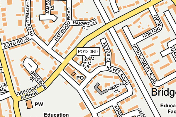 PO13 0BD map - OS OpenMap – Local (Ordnance Survey)