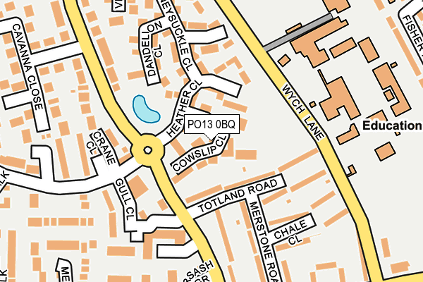 PO13 0BQ map - OS OpenMap – Local (Ordnance Survey)