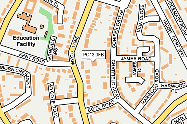 PO13 0FB map - OS OpenMap – Local (Ordnance Survey)