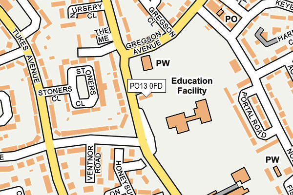 PO13 0FD map - OS OpenMap – Local (Ordnance Survey)