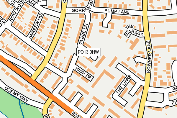 PO13 0HW map - OS OpenMap – Local (Ordnance Survey)