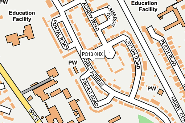 PO13 0HX map - OS OpenMap – Local (Ordnance Survey)