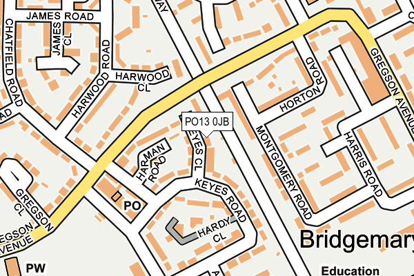 PO13 0JB map - OS OpenMap – Local (Ordnance Survey)