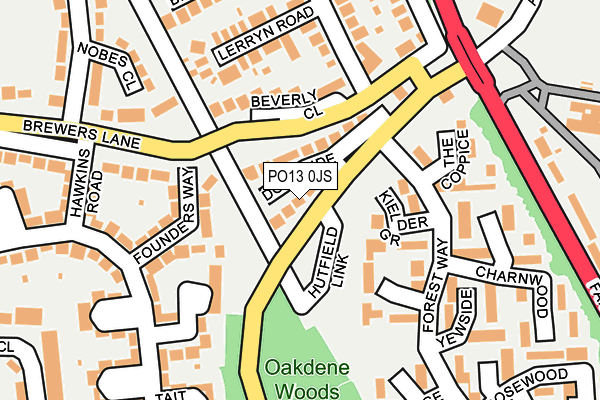 PO13 0JS map - OS OpenMap – Local (Ordnance Survey)