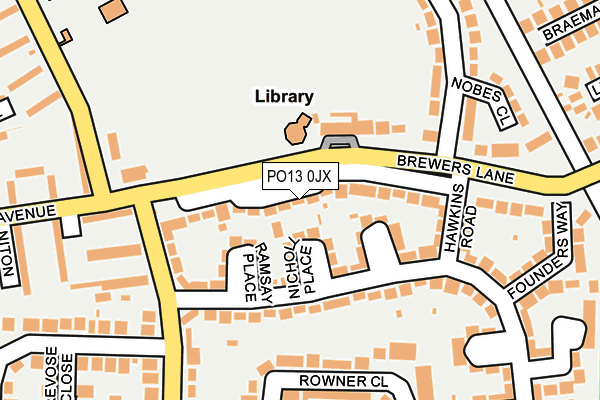 PO13 0JX map - OS OpenMap – Local (Ordnance Survey)