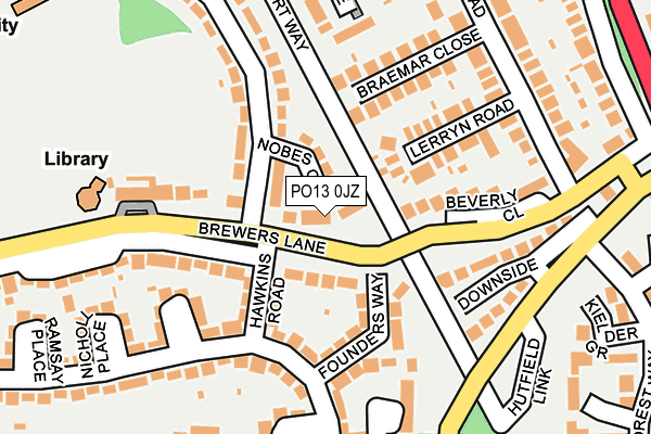 PO13 0JZ map - OS OpenMap – Local (Ordnance Survey)
