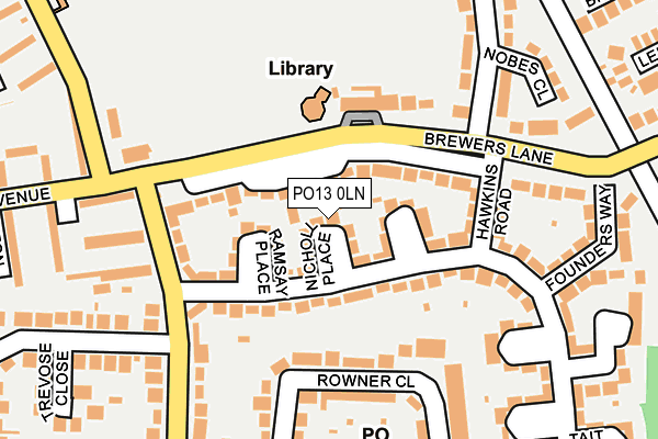 PO13 0LN map - OS OpenMap – Local (Ordnance Survey)