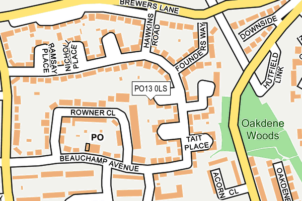 PO13 0LS map - OS OpenMap – Local (Ordnance Survey)