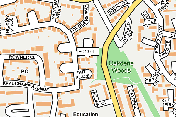 PO13 0LT map - OS OpenMap – Local (Ordnance Survey)