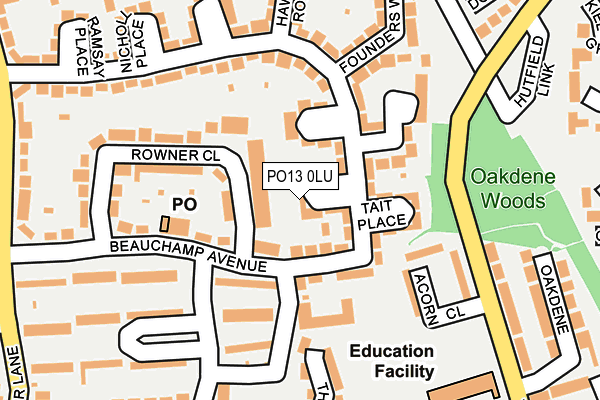 PO13 0LU map - OS OpenMap – Local (Ordnance Survey)
