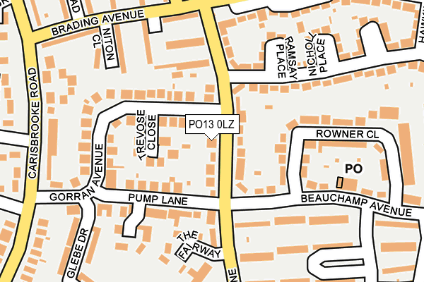 PO13 0LZ map - OS OpenMap – Local (Ordnance Survey)