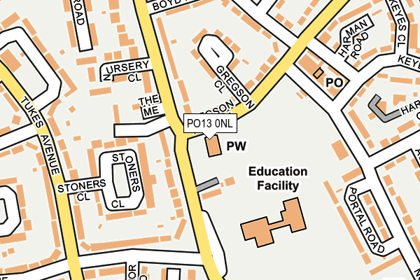 PO13 0NL map - OS OpenMap – Local (Ordnance Survey)