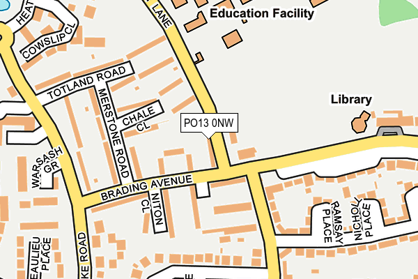 PO13 0NW map - OS OpenMap – Local (Ordnance Survey)