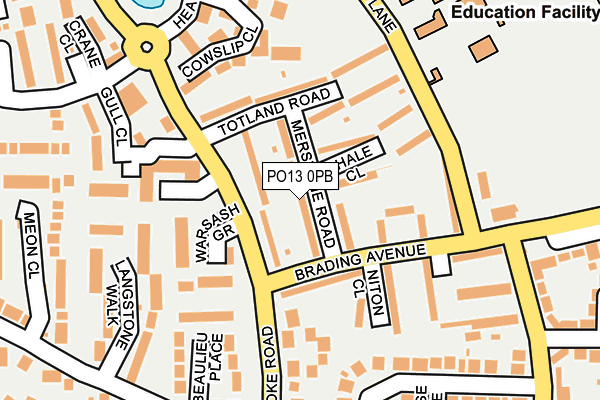 PO13 0PB map - OS OpenMap – Local (Ordnance Survey)