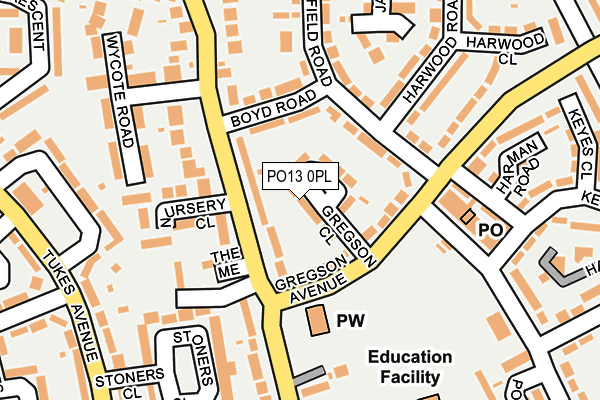 PO13 0PL map - OS OpenMap – Local (Ordnance Survey)