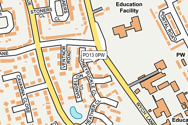 PO13 0PW map - OS OpenMap – Local (Ordnance Survey)