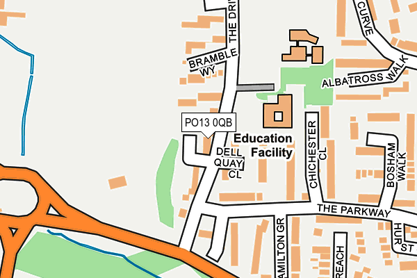 PO13 0QB map - OS OpenMap – Local (Ordnance Survey)