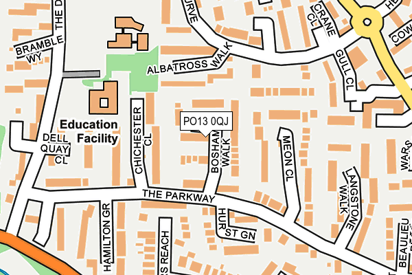 PO13 0QJ map - OS OpenMap – Local (Ordnance Survey)