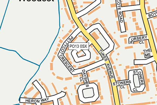 PO13 0SX map - OS OpenMap – Local (Ordnance Survey)