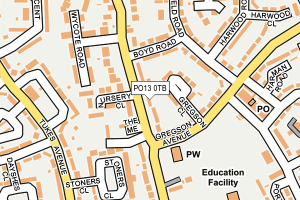 PO13 0TB map - OS OpenMap – Local (Ordnance Survey)