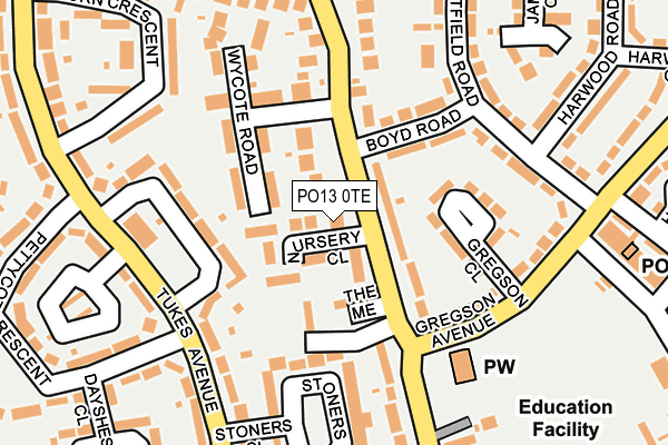 PO13 0TE map - OS OpenMap – Local (Ordnance Survey)