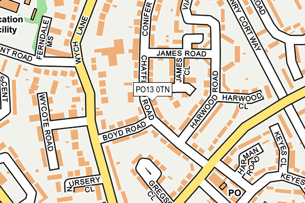 PO13 0TN map - OS OpenMap – Local (Ordnance Survey)