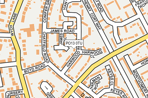 PO13 0TU map - OS OpenMap – Local (Ordnance Survey)