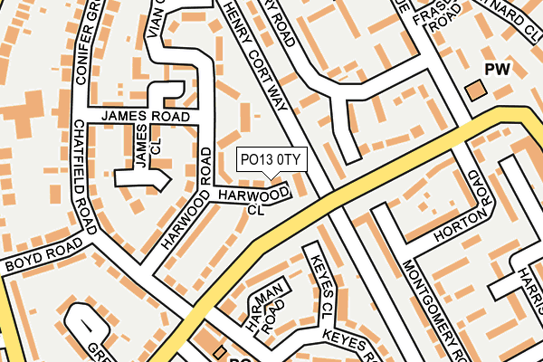 PO13 0TY map - OS OpenMap – Local (Ordnance Survey)