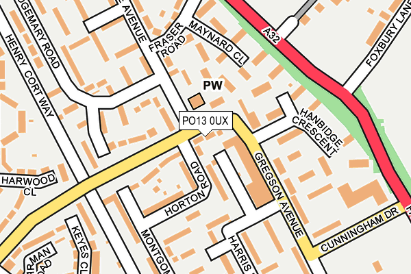 PO13 0UX map - OS OpenMap – Local (Ordnance Survey)