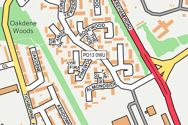 PO13 0WU map - OS OpenMap – Local (Ordnance Survey)