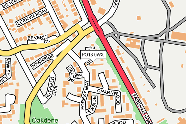 PO13 0WX map - OS OpenMap – Local (Ordnance Survey)