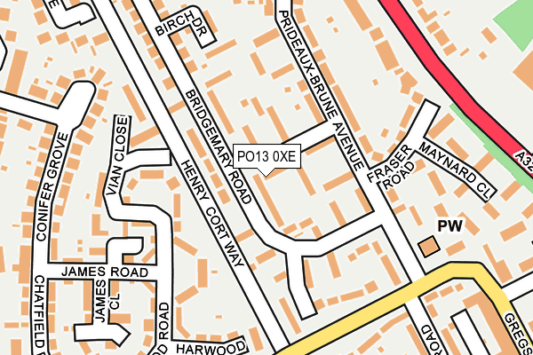 PO13 0XE map - OS OpenMap – Local (Ordnance Survey)