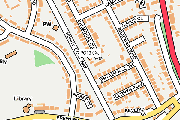 PO13 0XJ map - OS OpenMap – Local (Ordnance Survey)