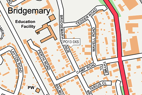 PO13 0XS map - OS OpenMap – Local (Ordnance Survey)